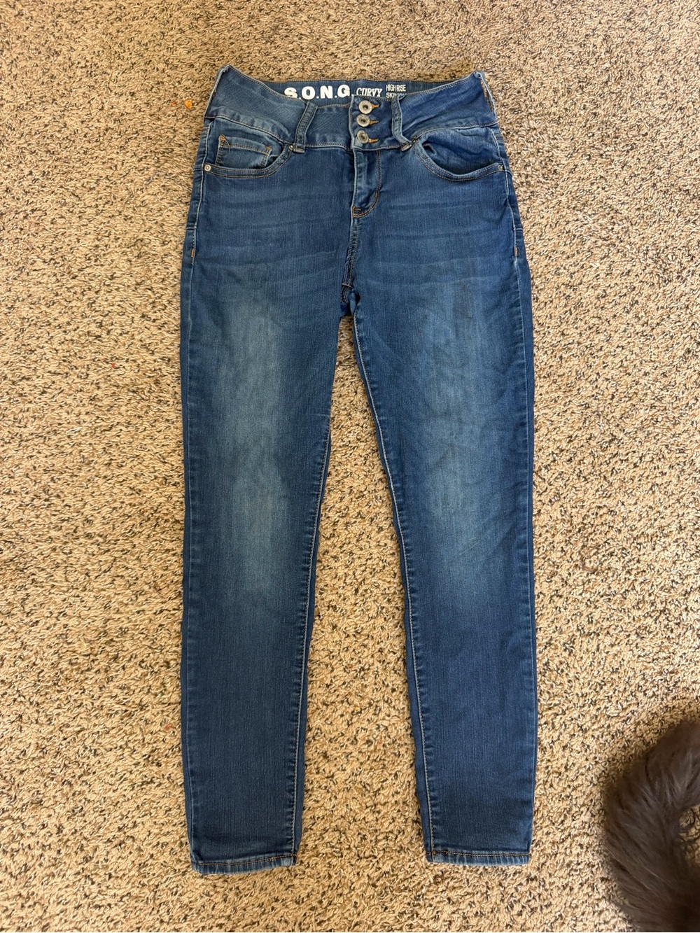 SONG Curvy Dark Blue High-Rise Skinny Jeans for Women